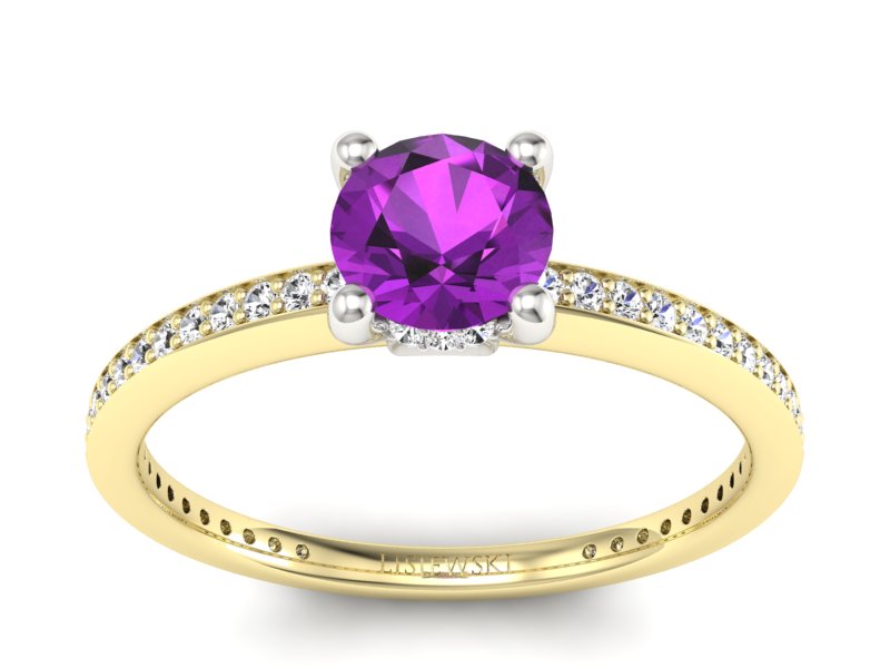 Złoty pierścionek ametyst brylanty złoto - P15263zbam - 1