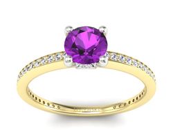 Złoty pierścionek ametyst brylanty złoto - P15263zbam