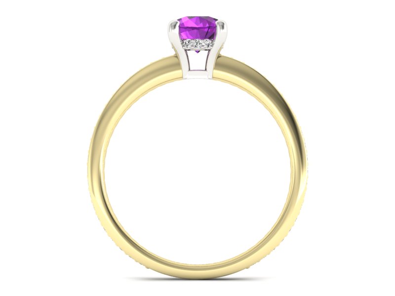 Złoty pierścionek ametyst brylanty złoto - P15263zbam - 2