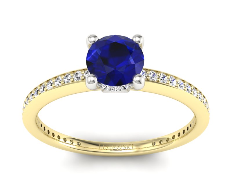 Złoty pierścionek ze spinelem z brylantami - P15263zbsp - 1