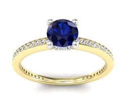 Złoty pierścionek z szafirem i brylantem - P15263zbsz