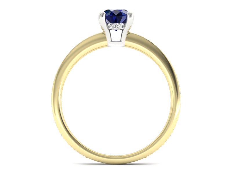 Złoty pierścionek z szafirem i brylantem - P15263zbsz - 2