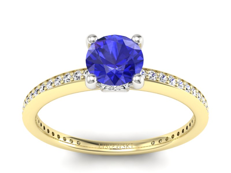 Złoty pierścionek z szafirem i brylantami - P15263zbszc - 1