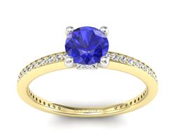 Złoty pierścionek z szafirem i brylantami - P15263zbszc