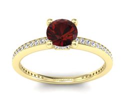 Złoty pierścionek z granatem i brylantami - P15263zgr