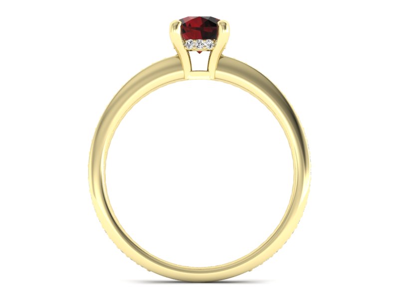 Złoty pierścionek z granatem i brylantami - P15263zgr - 2