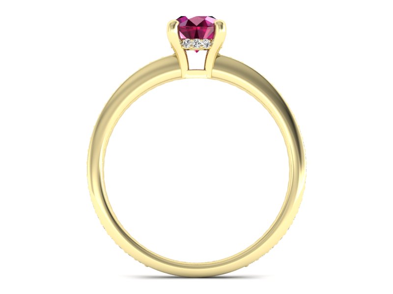 Złoty pierścionek z rubinem i brylantami - P15263zr - 2