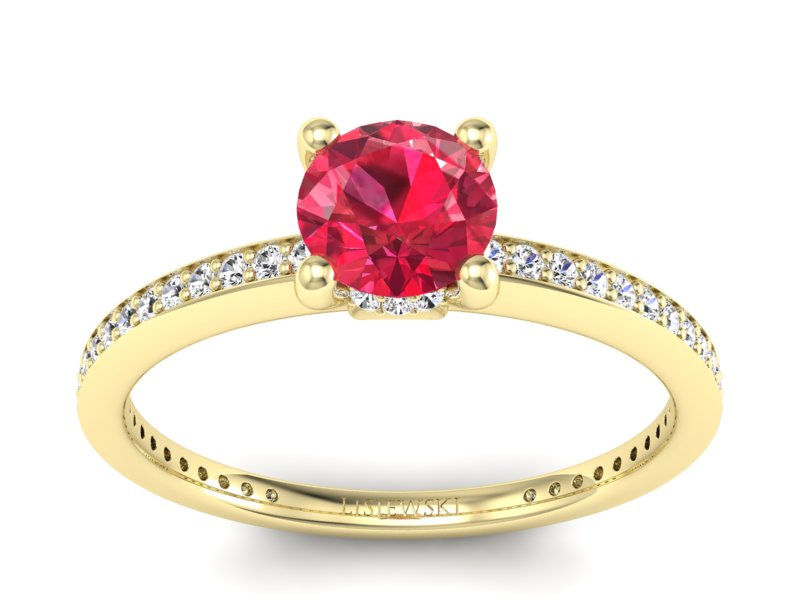 Złoty pierścionek z rubinem i brylantami - P15263zr1 - 1