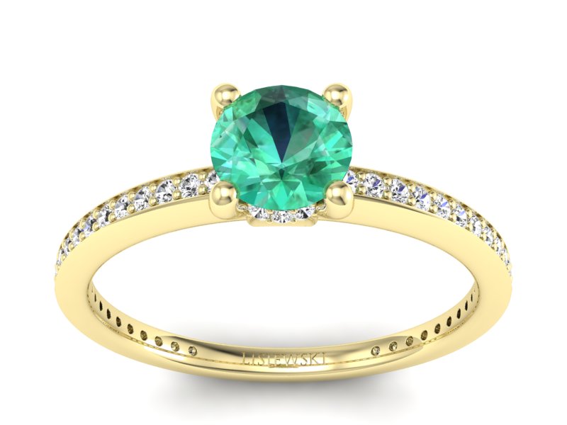 Złoty pierścionek ze szmaragdem i diamentami - P15263zsm - 1
