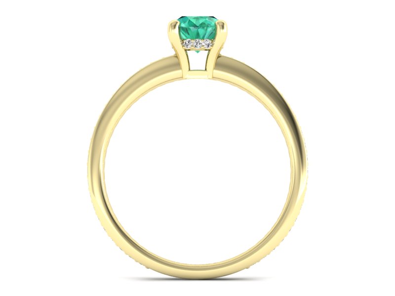 Złoty pierścionek ze szmaragdem i diamentami - P15263zsm - 2