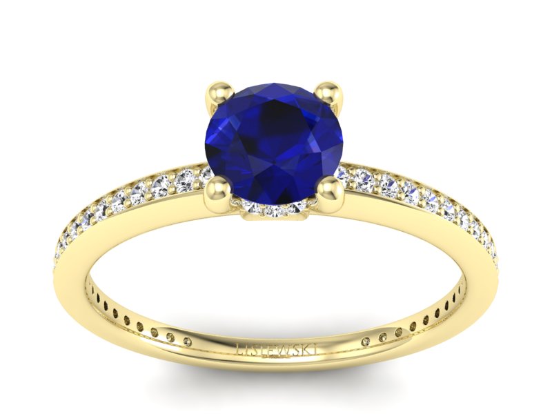 Złoty pierścionek ze spinelem i brylantami - P15263zsp - 1