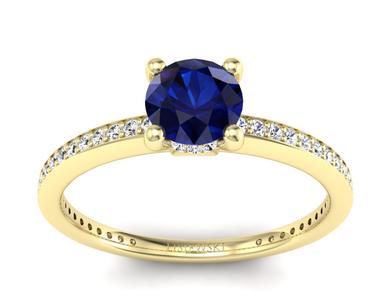 Pierścionek z szafirem i brylantami żółte złoto - P15263zsz - 1