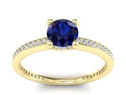Pierścionek z szafirem i brylantami żółte złoto - P15263zsz