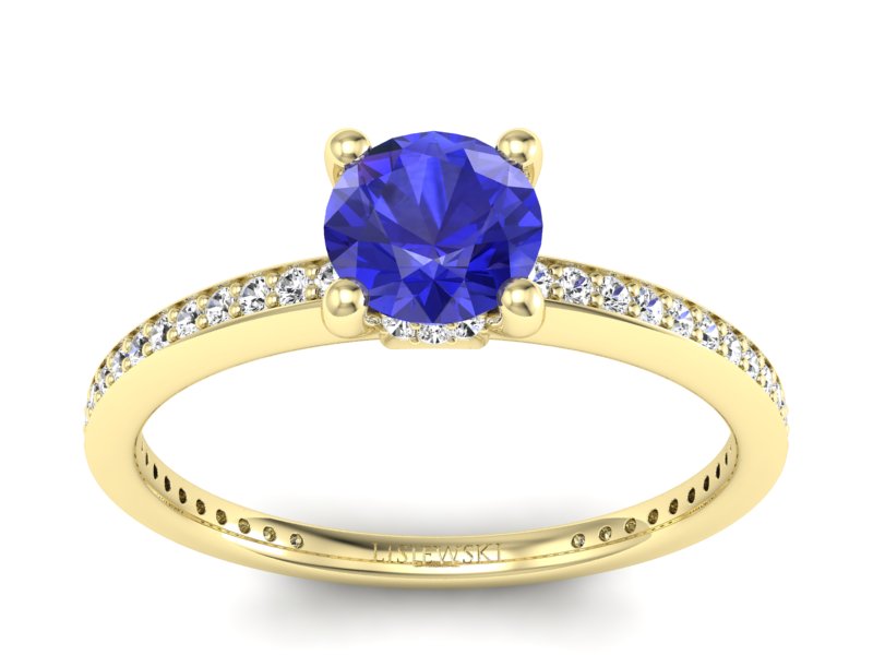 Pierścionek z brylantami i szafirem żółte złoto - P15263zszc - 1