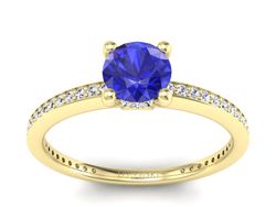 Pierścionek z brylantami i szafirem żółte złoto - P15263zszc