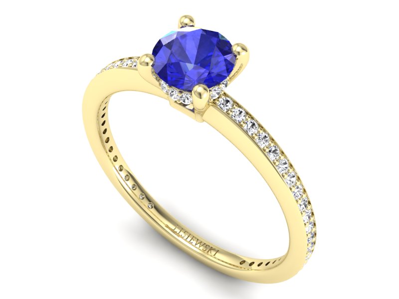 Pierścionek z brylantami i szafirem żółte złoto - P15263zszc - 3