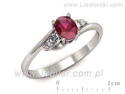 Pierścionek z rubinem i brylantami białe złoto - P15268br