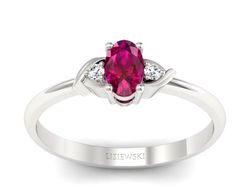 Pierścionek z rubinem i brylantami białe złoto - P15270br