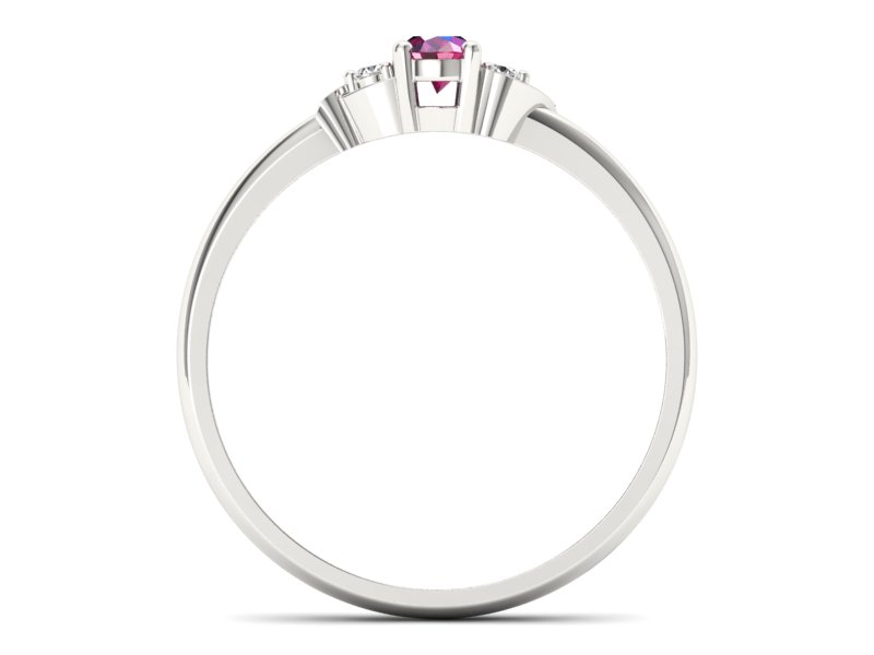 Pierścionek z rubinem i brylantami białe złoto - P15270br - 2