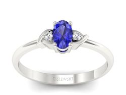 Złoty pierścionek szafirem z brylantami - P15270bszc