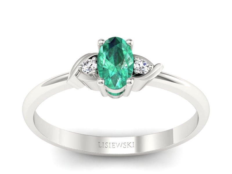 Złoty pierścionek ze szmaragdem i brylantami - P15270bszm - 1