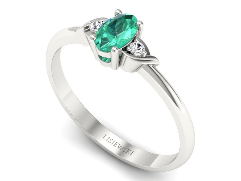 Złoty pierścionek ze szmaragdem i brylantami - P15270bszm - 3