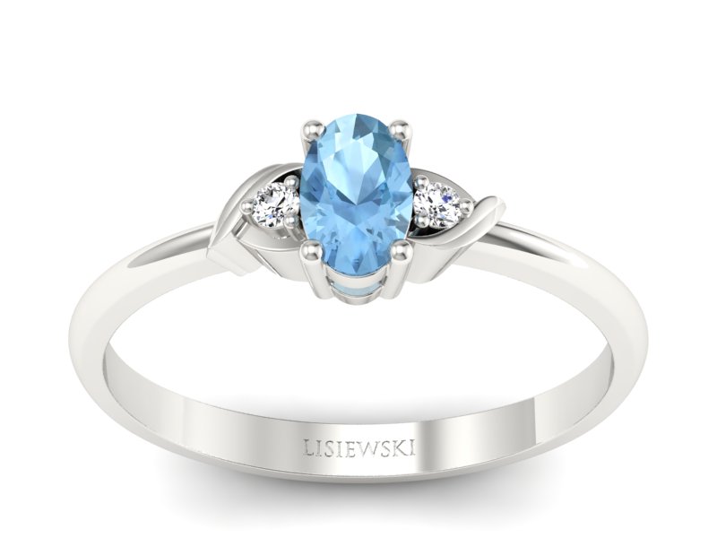 Pierścionek z topazem i brylantami białe złoto - P15270btp - 1