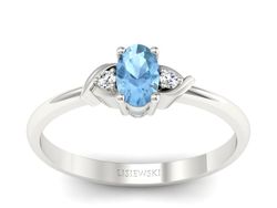 Pierścionek z topazem i brylantami białe złoto - P15270btp