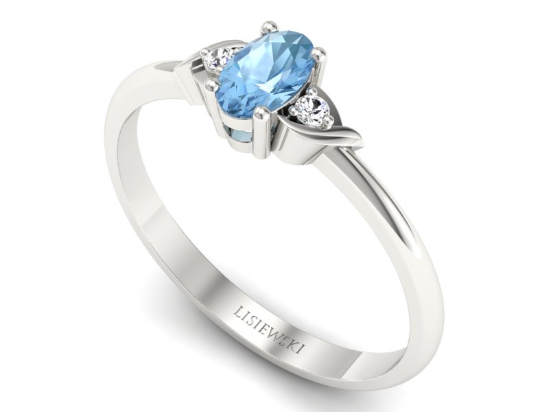 Pierścionek z topazem i brylantami białe złoto - P15270btp - 3