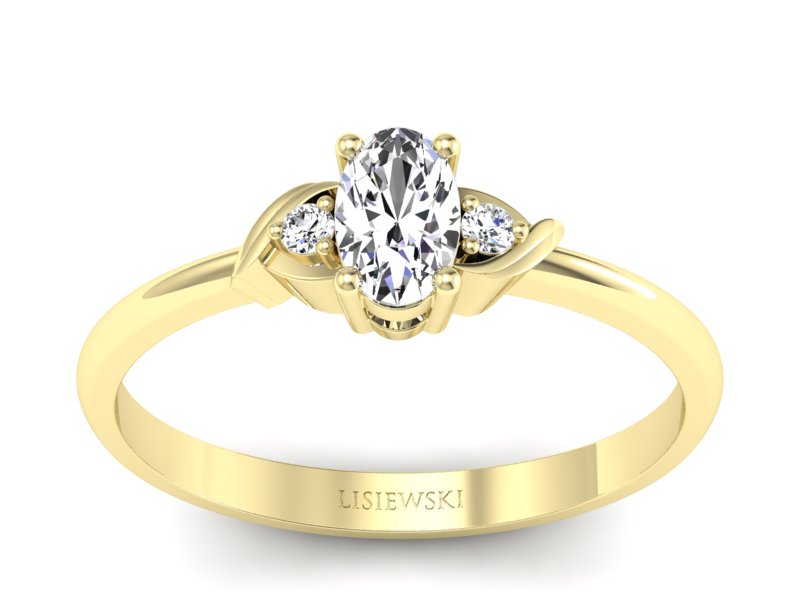 Złoty pierścionek z diamentami żółte złoto - P15270z - 1