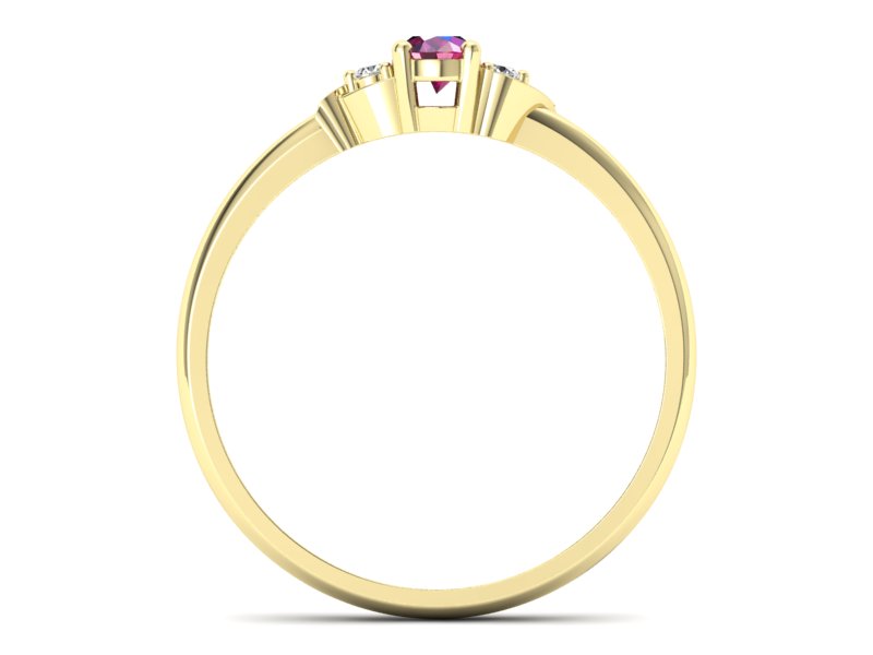 Pierścionek z rubinem i brylantami żółte złoto - P15270zr - 2