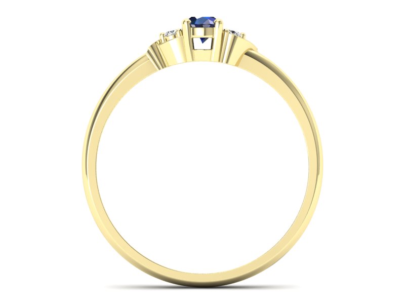 Pierścionek z szafirem i brylantami żółte złoto - P15270zsz - 2