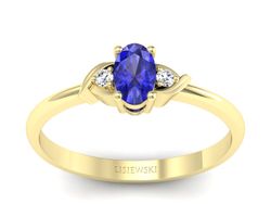 Złoty pierścionek z szafirem i diamentami - P15270zszc