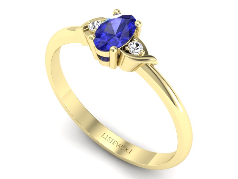 Złoty pierścionek z szafirem i diamentami - P15270zszc - 3
