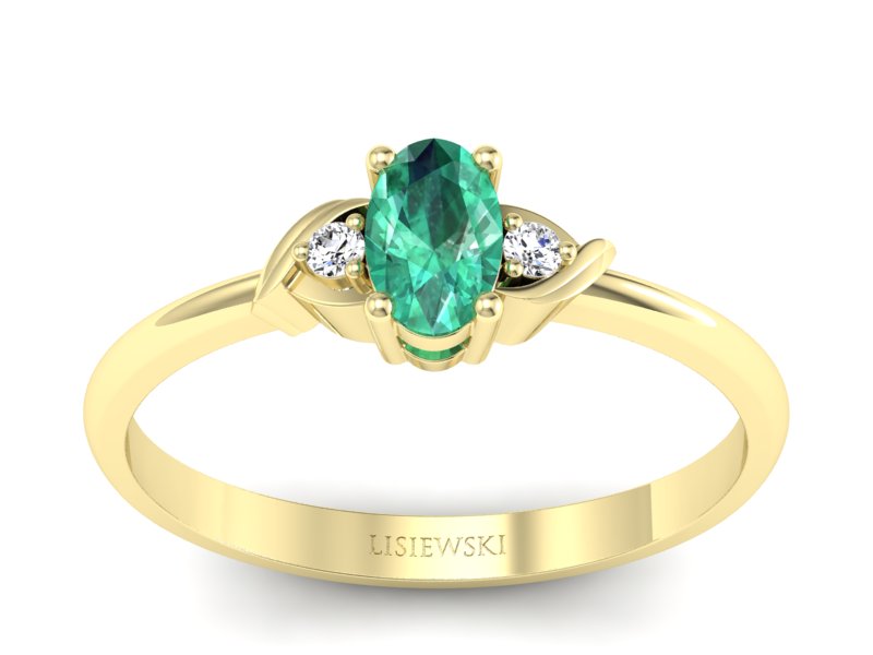 Złoty pierścionek ze szmaragdami i brylantami - P15270zszm - 1