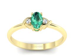 Złoty pierścionek ze szmaragdami i brylantami - P15270zszm