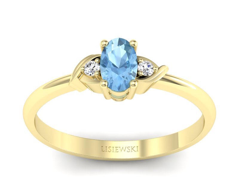 Pierścionek z topazem i brylantami żółte złoto - P15270ztp - 1