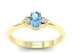 Pierścionek z topazem i brylantami żółte złoto - P15270ztp
