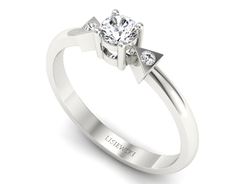 Złoty pierścionek z brylantami białe złoto - P15275b - 3