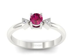 Pierścionek z rubinem i brylantami białe złoto - P15275br