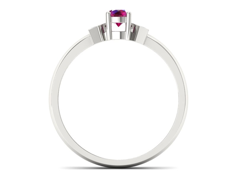 Pierścionek z rubinem i brylantami białe złoto - P15275br - 2