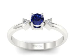 Pierścionek z szafirem i brylantami białe złoto - P15275bsz
