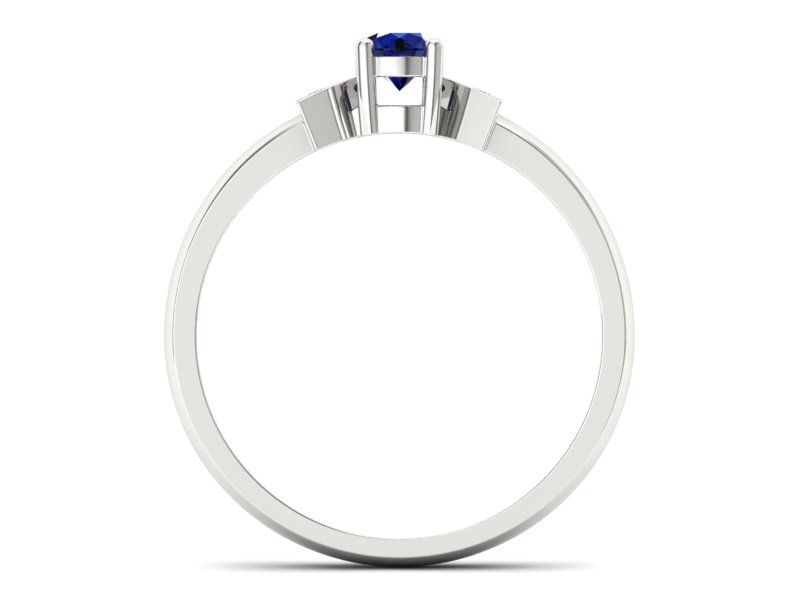 Pierścionek z szafirem i brylantami białe złoto - P15275bsz - 2