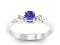 Pierścionek z szafirem i brylantami białe złoto - P15275bszc