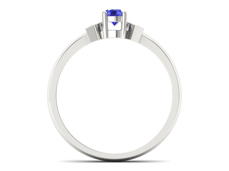 Pierścionek z szafirem i brylantami białe złoto - P15275bszc - 2