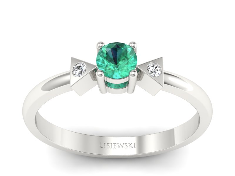 Złoty pierścionek ze szmaragdem i brylantami - P15275bszm - 1