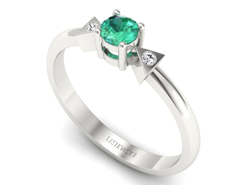 Złoty pierścionek ze szmaragdem i brylantami - P15275bszm - 3