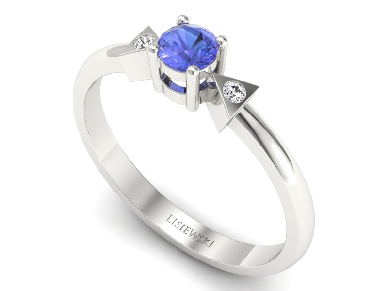 Pierścionek zaręczynowy z tanzanitem i brylantami - P15275bt - 3