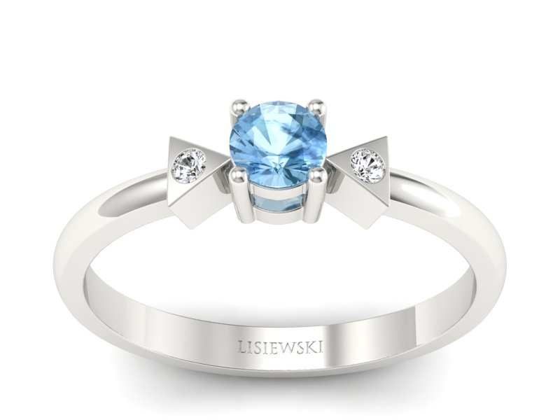 Pierścionek z topazem i brylantami białe złoto - P15275btp - 1