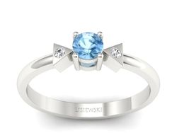 Pierścionek z topazem i brylantami białe złoto - P15275btp